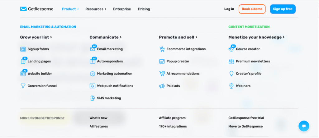  GetResponse vs ActiveCampaign: Getresonse features 